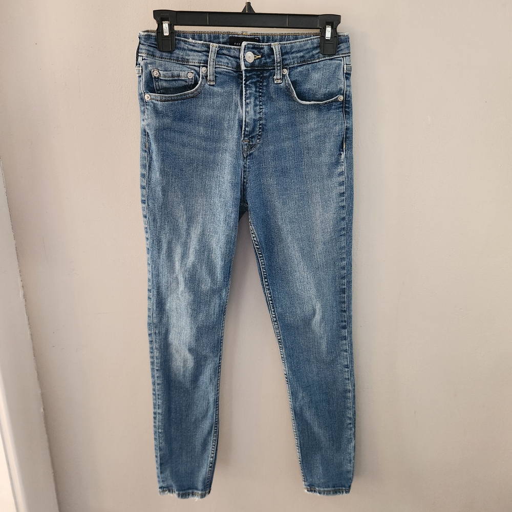 FREE ASSEMBLY High Rise Skinny Blue Women's Jeans 6S Short Denim Broken In Soft